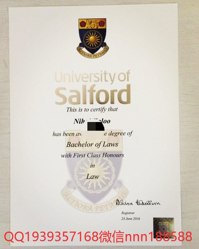 英国索尔福德大学文凭样式University of Salford Diploma 本科