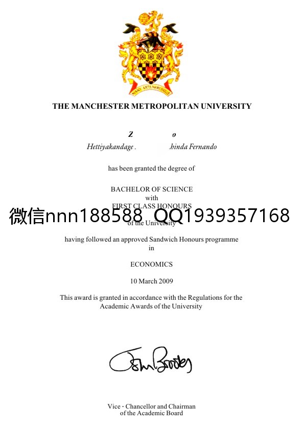 英国曼彻斯特城市大学成绩单毕业证