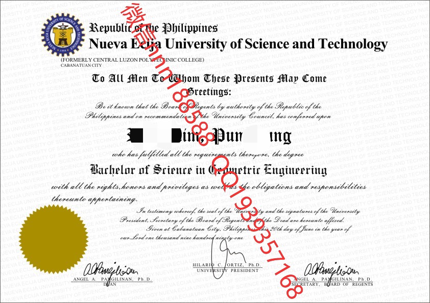 菲律宾国立雷省科技大学,Nueva Ecija University of Science and Technology文凭