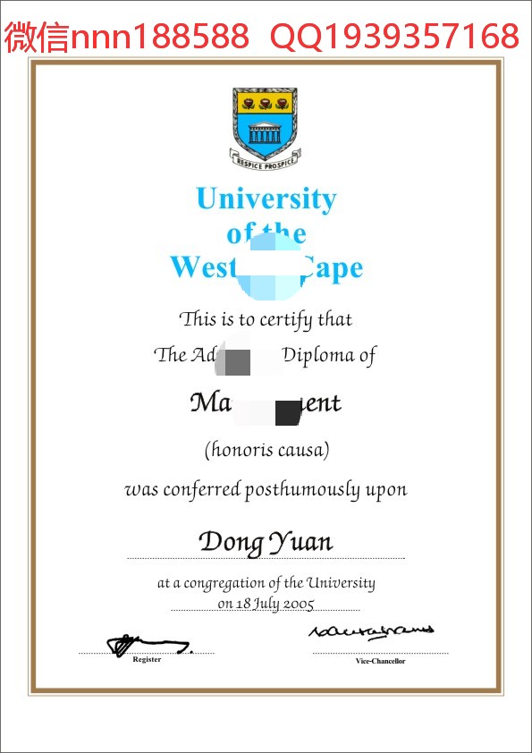 南非西开普大学University of the Western Cape文凭