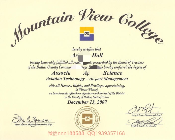 山景学院Mountain View College文凭