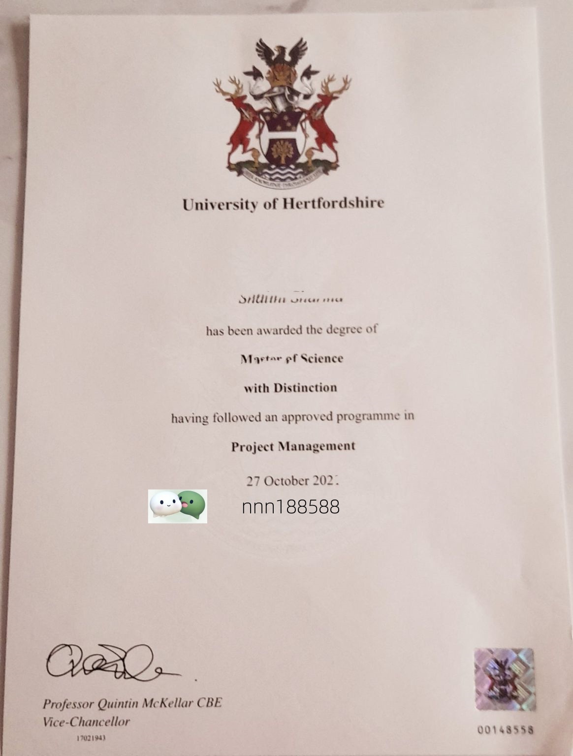 赫特福德大学（University of Hertfordshire）毕业证文凭